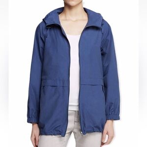 Eileen Fisher Women's Lightweight Hooded Anorak Jacket Blue Size Petite Medium